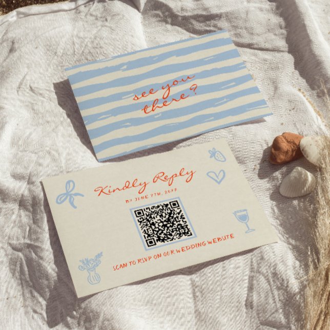 Tarjeta De Confirmación De Asistencia Hand Written Drawn Whimsical QR Code Wedding (Subido por el creador)