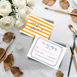 Tarjeta De Confirmación De Asistencia Hand Written Pinstripes Painted Italian Wedding 
