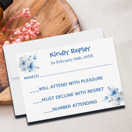 Tarjeta De Confirmación De Asistencia Heart Glasses Teddy Bear Blue Baby Shower 