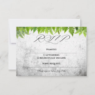 Tarjeta De Confirmación De Asistencia Helechos Románticos Hojas Elegantes Boda Natural