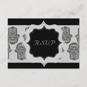Tarjeta De Confirmación De Asistencia Henna Hand de Hamsa (Boda)
