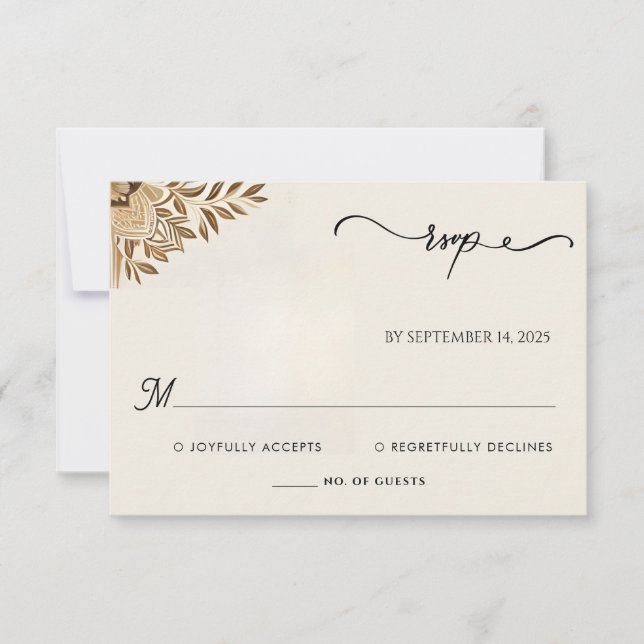 Tarjeta De Confirmación De Asistencia Henna Islam Nikah Arabic Walima Boda Musulmana (Anverso)