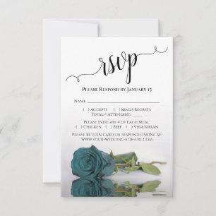 Tarjeta De Confirmación De Asistencia Hermosa boda elegante Rosa Verde azulada que refle