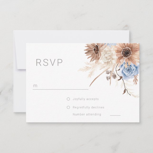 Tarjeta De Confirmación De Asistencia Hermosa Boho Floral All Seasons Boda (Anverso)