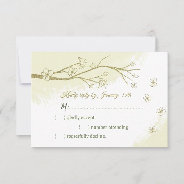 Tarjeta De Confirmación De Asistencia Hermosa flor dorada (Anverso)