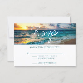 Tarjeta De Confirmación De Asistencia Hermosa ola oceánica Boda de playa de verano