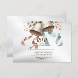 Tarjeta De Confirmación De Asistencia Hermosas flores de casamiento de las campanas rosa