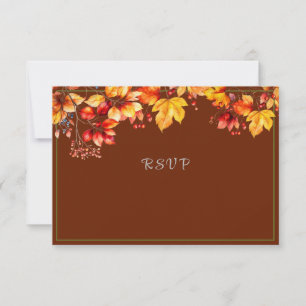 Tarjeta De Confirmación De Asistencia Hermosas hojas de otoño y Boda de otoño de Berries