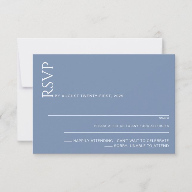 Tarjeta De Confirmación De Asistencia Hermoso Boda azul (Anverso)
