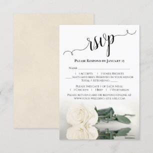 Tarjeta De Confirmación De Asistencia Hermoso Boda de marfil o rosa blanco
