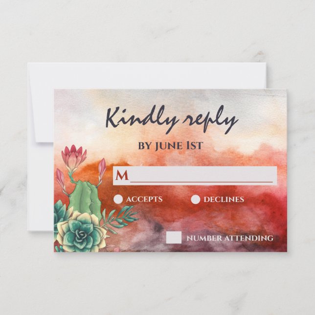 Tarjeta De Confirmación De Asistencia Hermoso Boda de Naranja Quemado al Amanecer (Anverso)