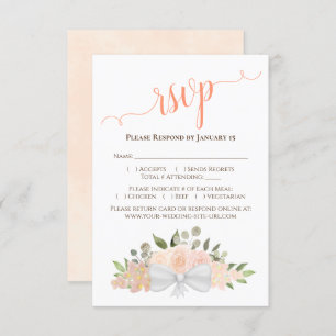 Tarjeta De Confirmación De Asistencia Hermoso Boda de Rosas de acuarela Coral Peach