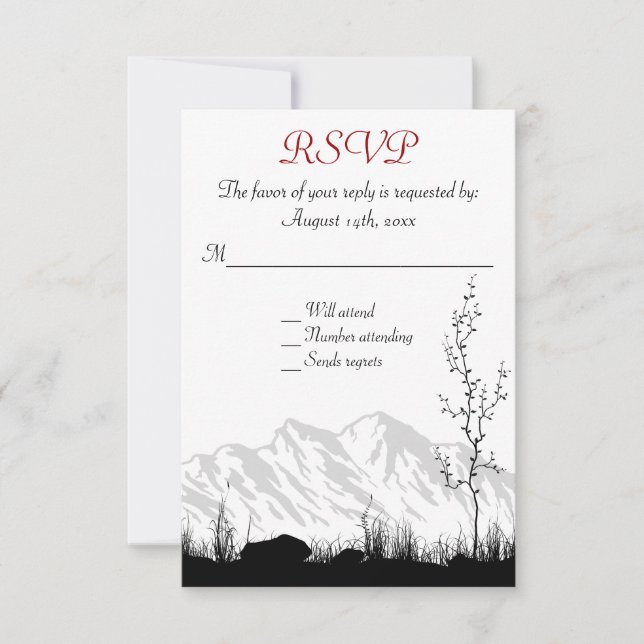 Tarjeta De Confirmación De Asistencia Hermoso Boda de Silhouette Mountain (Anverso)