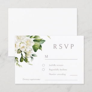 Tarjeta De Confirmación De Asistencia Hermoso Boda Floral Blanco
