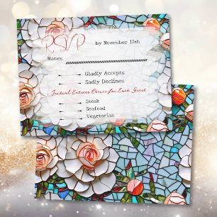 Tarjeta De Confirmación De Asistencia Hermoso Boda Mosaico de Vidrio y Tile