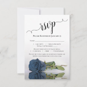 Tarjeta De Confirmación De Asistencia Hermoso Boda Rosa de acero duro azul reflejante