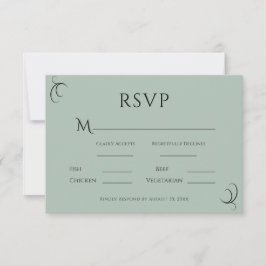 Tarjeta De Confirmación De Asistencia Hermoso Boda Verde Simple Moderno