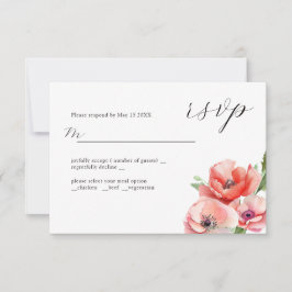Tarjeta De Confirmación De Asistencia Hermoso diseño de flor de amapola rosa y roja