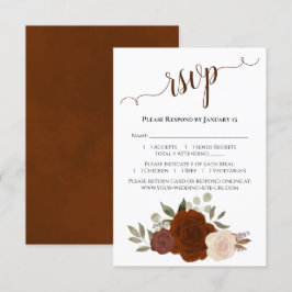 Tarjeta De Confirmación De Asistencia Hermoso Naranja de óxido Rosa acuarela Boda