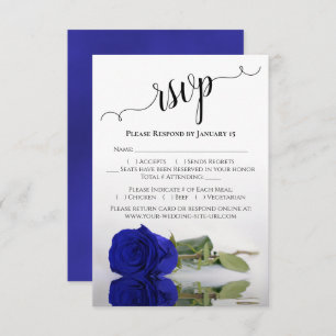 Tarjeta De Confirmación De Asistencia Hermoso Reflejante Vivid Royal Blue Rosa Boda