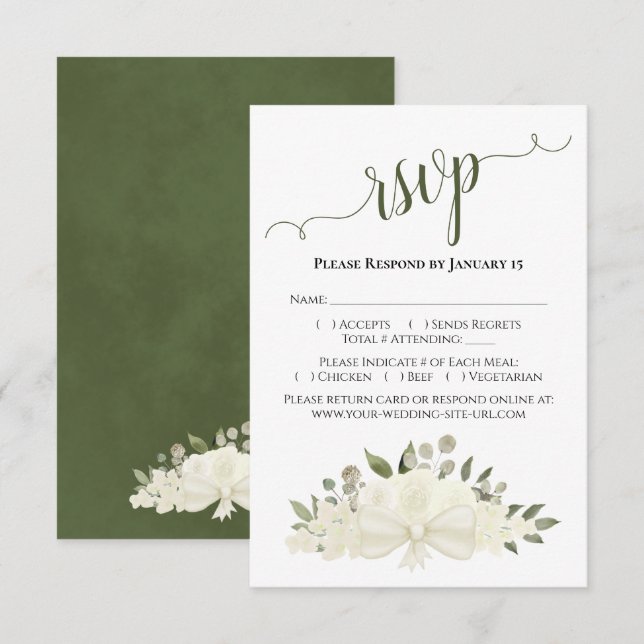 Tarjeta De Confirmación De Asistencia Hermosos Rosas marfil o acuarela blanca Boda (Anverso / Reverso)