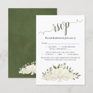 Tarjeta De Confirmación De Asistencia Hermosos Rosas marfil o acuarela blanca Boda