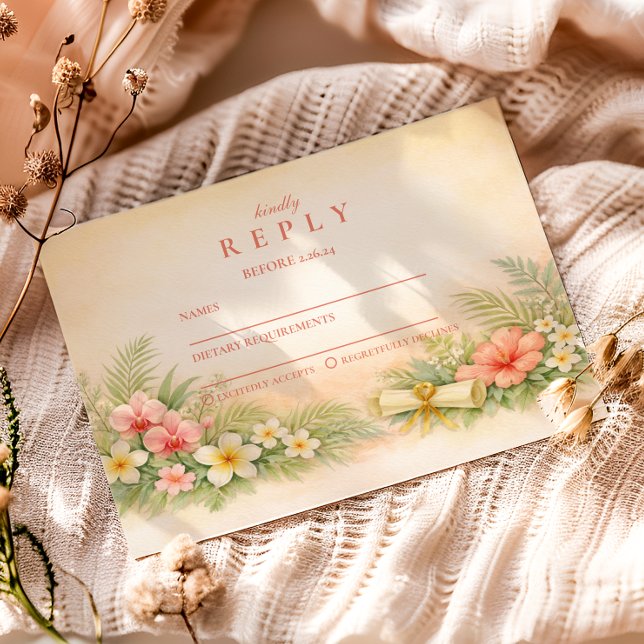 Tarjeta De Confirmación De Asistencia Hibiscus Floral Graduation Party (Subido por el creador)