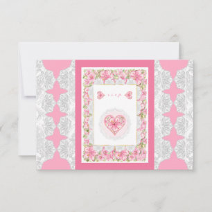 Tarjeta De Confirmación De Asistencia Hibiscus & lace PINK