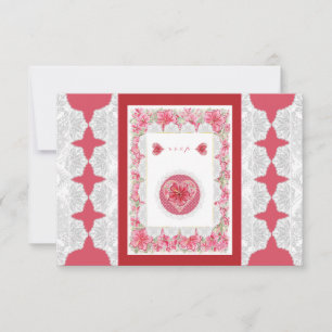 Tarjeta De Confirmación De Asistencia Hibiscus & lace RED