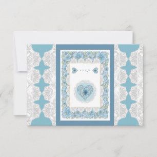 Tarjeta De Confirmación De Asistencia Hibiscus & lace TURQUOISE