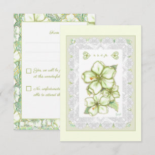 Tarjeta De Confirmación De Asistencia Hibiscus & lace WHITE