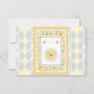 Tarjeta De Confirmación De Asistencia Hibiscus & lace YELLOW