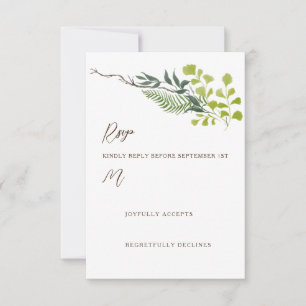 Tarjeta De Confirmación De Asistencia Hojas de árbol de pimienta Fern Garden Wedding Ver