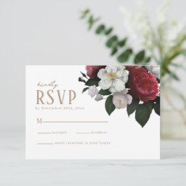Tarjeta De Confirmación De Asistencia Hojas de follaje floral de color acuarela Boda de