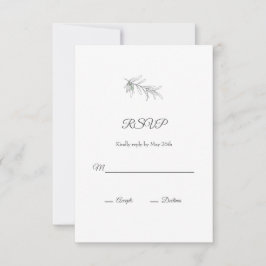 Tarjeta De Confirmación De Asistencia Hojas de oliva verdes dibujadas a mano