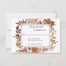 Tarjeta De Confirmación De Asistencia Hojas de otoño Floral Formal Elegante Boda