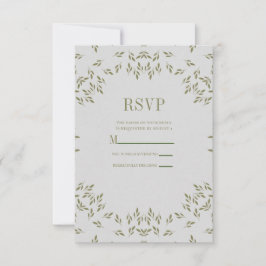 Tarjeta De Confirmación De Asistencia Hojas de Verde Oliva Avena Natural Rústico Boda