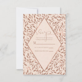 Tarjeta De Confirmación De Asistencia Hojas Rústicas Rosadas Botánico Glam Chic Boda