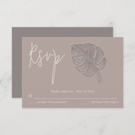 Tarjeta De Confirmación De Asistencia Hojas tropicales grabado en relieve simples y suav