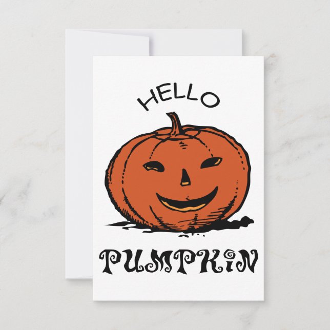 Tarjeta De Confirmación De Asistencia Hola calabaza jack-o-lantern ilustracion, negro (Anverso)