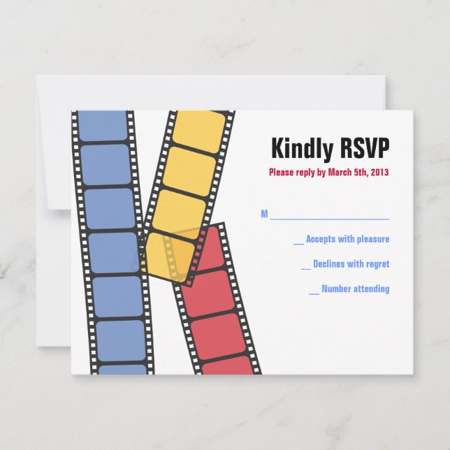 Tarjeta De Confirmación De Asistencia HOLLYWOOD MOVIES Bar Bat Mitzvah Reply Card (Anverso)