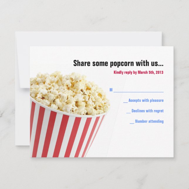 Tarjeta De Confirmación De Asistencia HOLLYWOOD MOVIES Bar Bat Mitzvah Reply Card (Anverso)