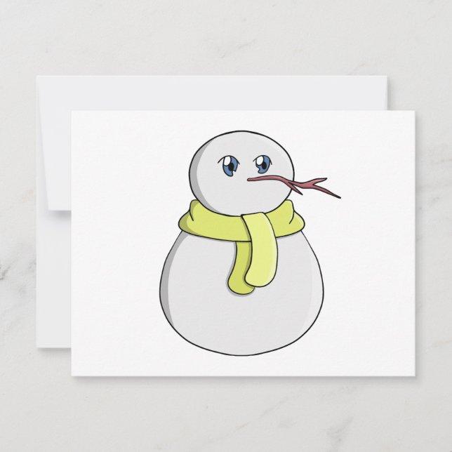 Tarjeta De Confirmación De Asistencia Hombre de nieve usando una bufanda amarilla (Anverso)