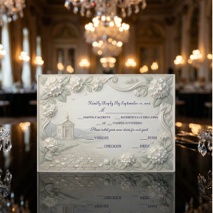 Tarjeta De Confirmación De Asistencia Hortensia crema romántica vintage