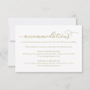 Tarjeta De Confirmación De Asistencia Hoteles en Gold Calligraphy Boda