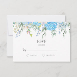 Tarjeta De Confirmación De Asistencia Hydrangea azul