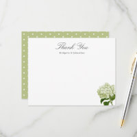Hydrangea blanca y verde Gracias tarjeta plana
