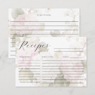 Tarjeta De Confirmación De Asistencia Hydrangeas Blancas Rosadas Tarjeta de Receta Elega