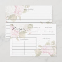 Hydrangeas Blancas Rosadas Tarjeta de Receta Elega