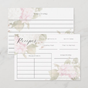 Tarjeta De Confirmación De Asistencia Hydrangeas Blancas Rosadas Tarjeta de Receta Elega